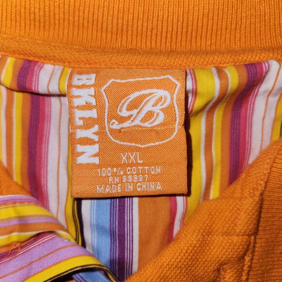 BKLYN Orange Short Sleeve Cotton Polo Men's Size XXL - Picture 4 of 8